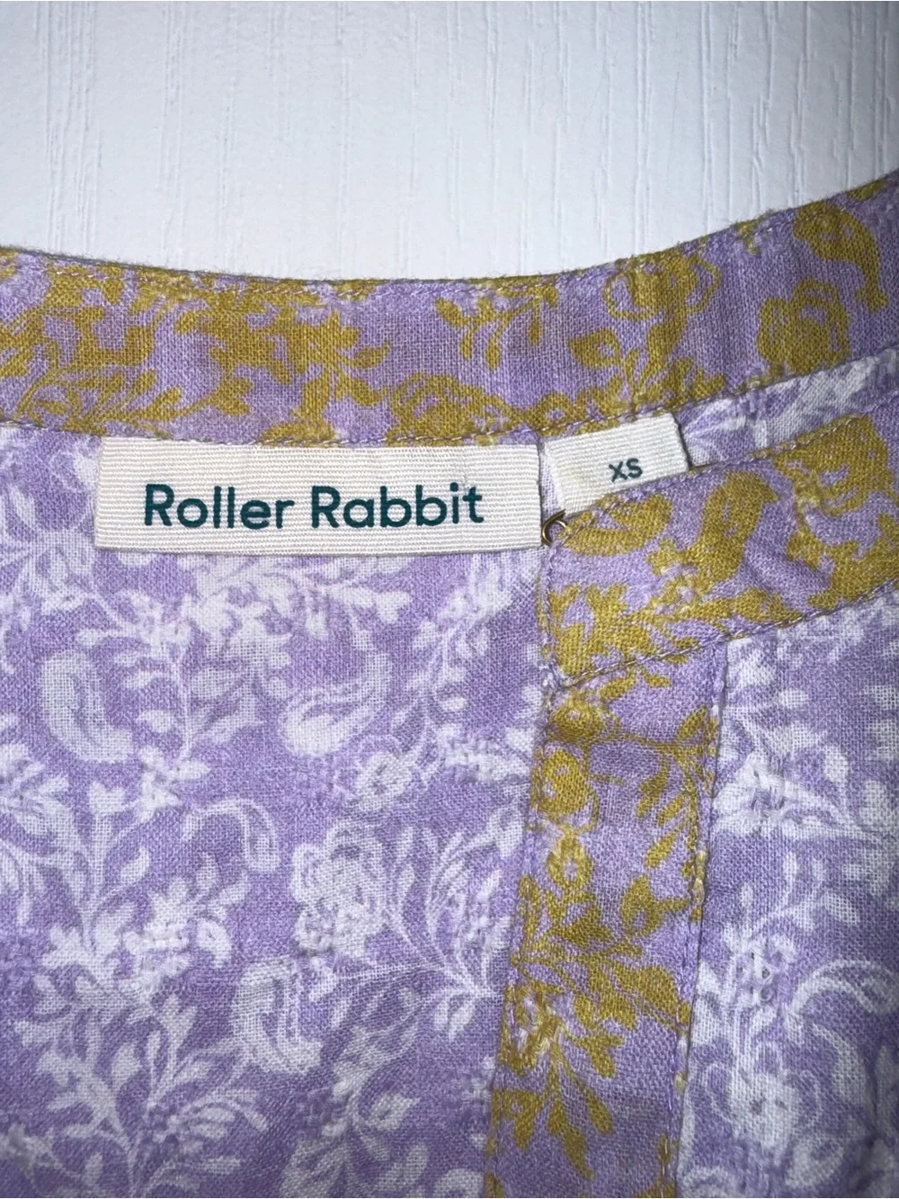 Roller Rabbit Ismay Pippa Tiered Mini Dress Pastel Purple Green Size XS